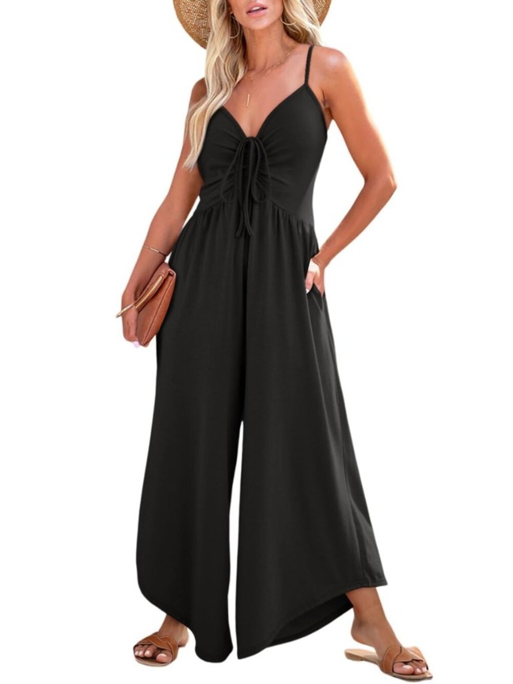 Jumpsuits for Women Spaghetti Straps Wide Leg Romper